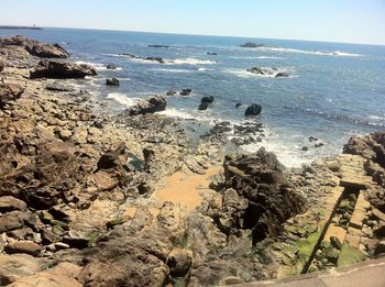 Scenic view of sea against clear sky