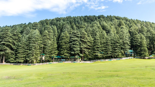 View of famous khajjiar lake is situated in chamba district of himachal pradesh, india