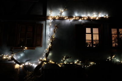 Illuminated christmas lights at home