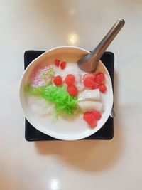 High angle view of salad in bowl