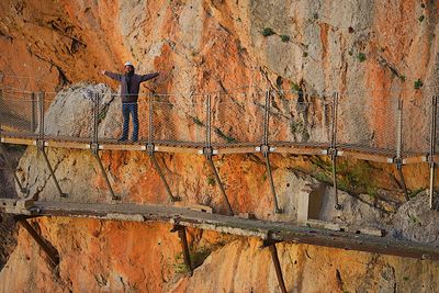 Person on footbridge