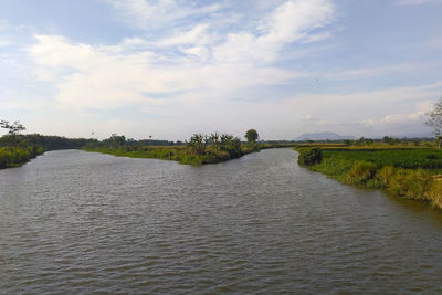 Scenic view of river against sky