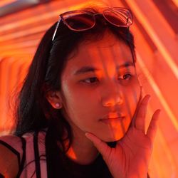 Close-up portrait of a young woman