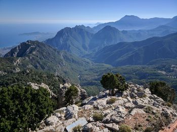 Scenic view of mountains against sky