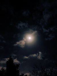 Low angle view of silhouette trees against sky at night