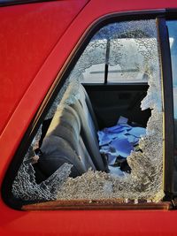 Close-up of broken window