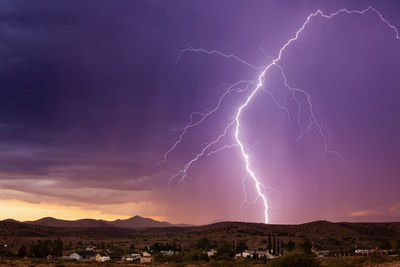 Low angle view of lightning at night