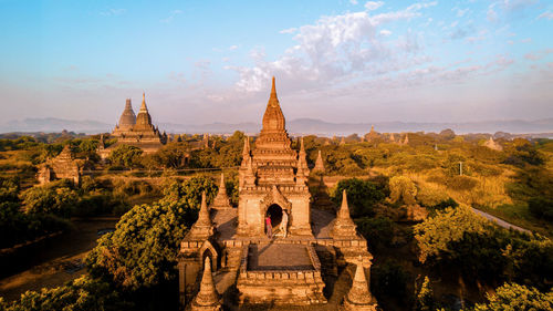 Low angle view of temple against sky