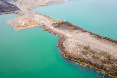 High angle view of lake shore