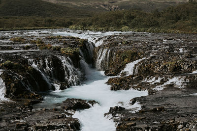 Scenic view of waterfall in forest