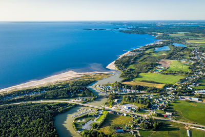 High angle view of sea against sky