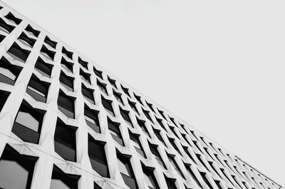 Low angle view of modern building against clear sky