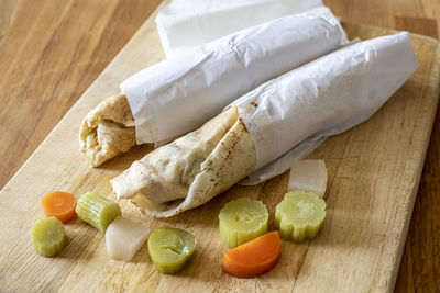 Close-up of food on table