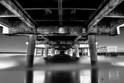 Underneath of pier over sea