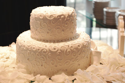 Wedding cake on table