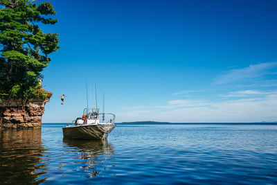 Scenic view of sea against blue sky