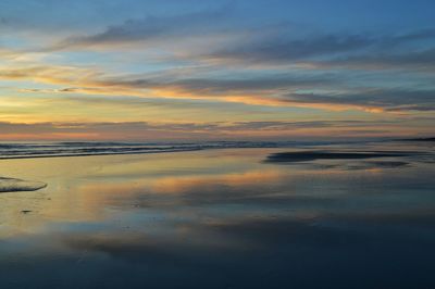 Scenic view of sea at sunset