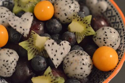 High angle view of fruits in container