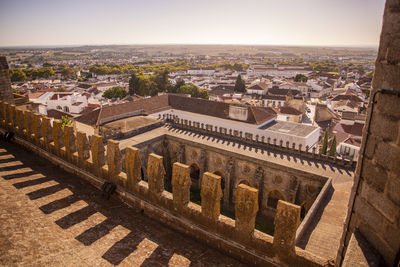 High angle view of buildings in city