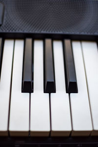 Close-up of piano keys. piano black and white keys and piano keyboard musical instrument placed