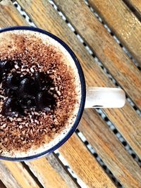 High angle view of coffee on table