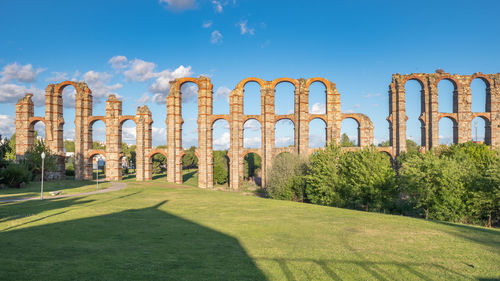 Roman aqueduct called the miracles, merida, extremadura. spain