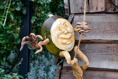 Close-up of door knocker pumpkin