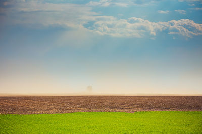 Scenic view of field against sky