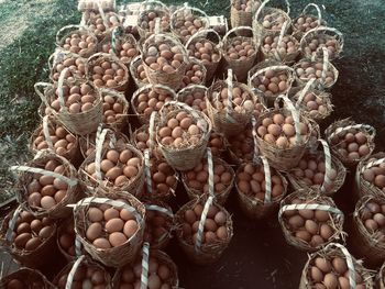 High angle view of fruits for sale in market