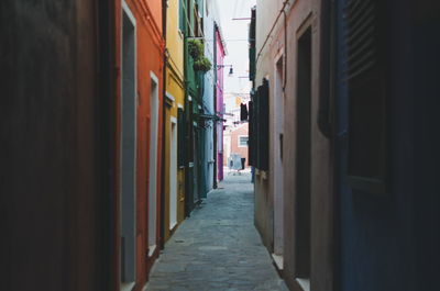 Narrow alley amidst buildings in city