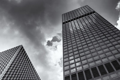 Low angle view of modern buildings against sky