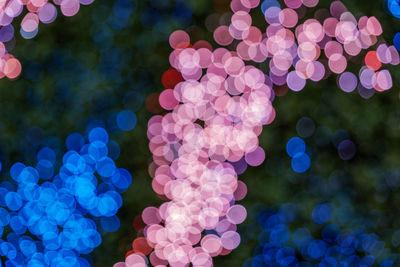 Defocused image of illuminated lights at night