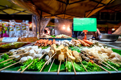 Food for sale at market stall