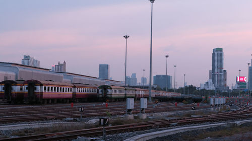 Railroad tracks against clear sky