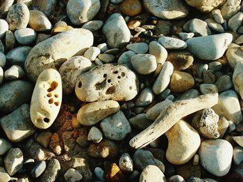 Full frame of pebbles on rocks