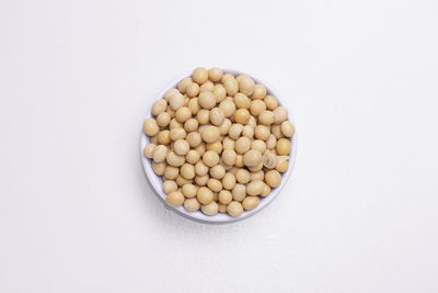 High angle view of eggs on white background