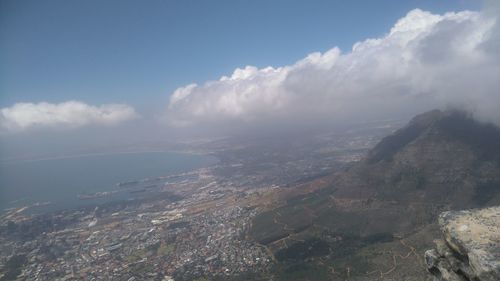 Aerial view of cityscape against sky