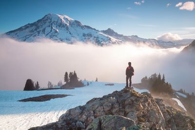 Scenic view of snowcapped mountain against sky