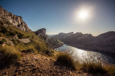 Scenic view of mountains against sky, cap formentor, mallorca