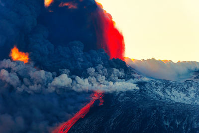 Detail of the etna volcano in eruption