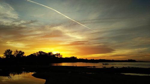 Scenic view of sunset over sea