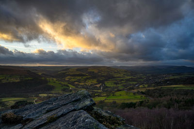 Scenic view of landscape against sky during sunset