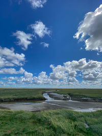 Scenic view of land against sky