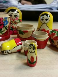 Close-up of multi colored table