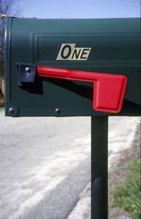 Close-up of red text