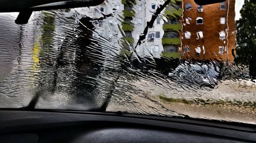 Close-up of wet car window