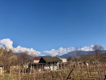 House on field against sky