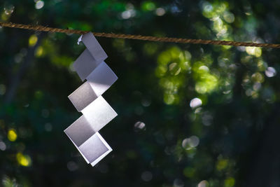 Close-up of clock hanging