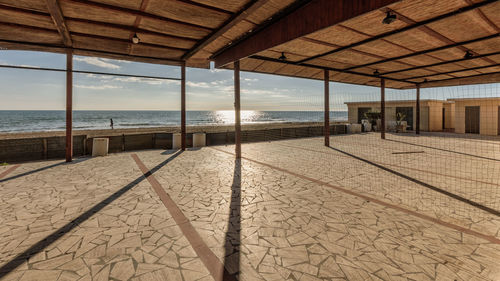 Scenic view of sea seen through window