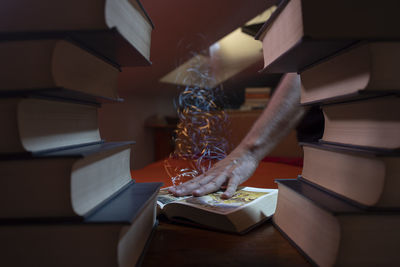 Midsection of person preparing food on table